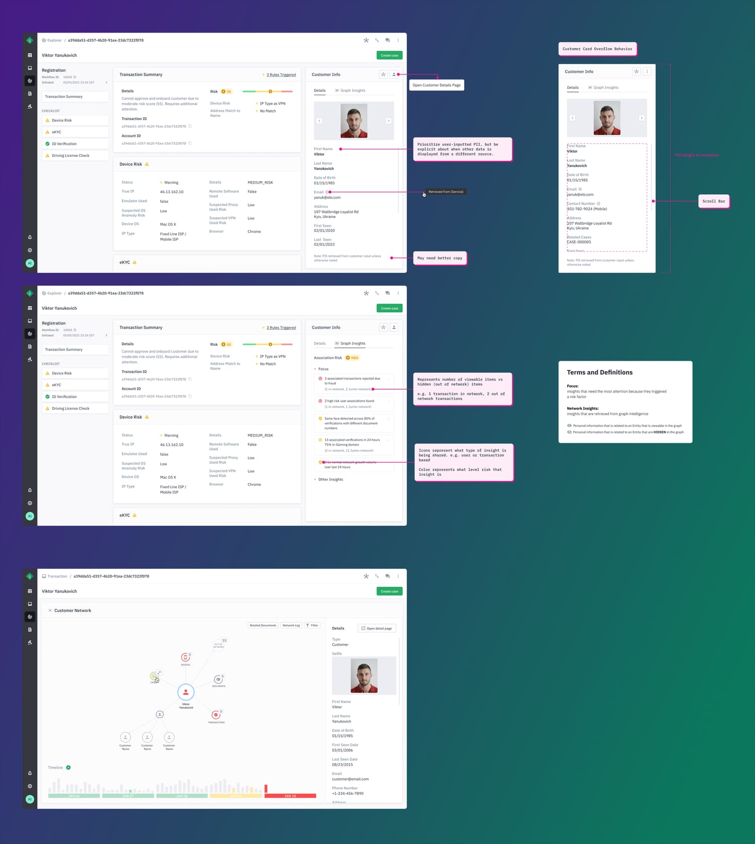 Final Customer 360 mockups