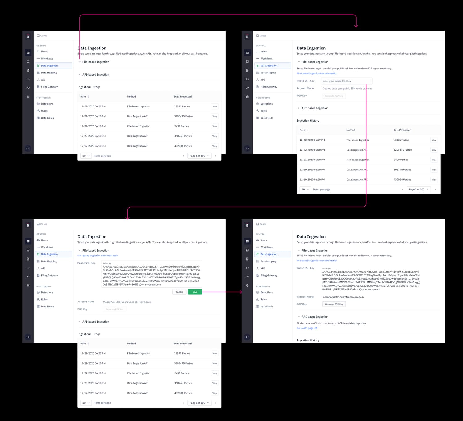 First iteration of the data ingestion settings page