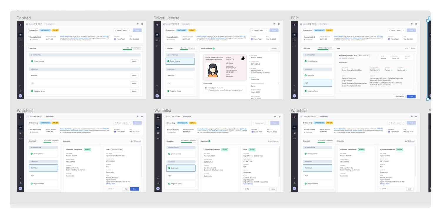 Mid-fidelity wireframes of both layout options